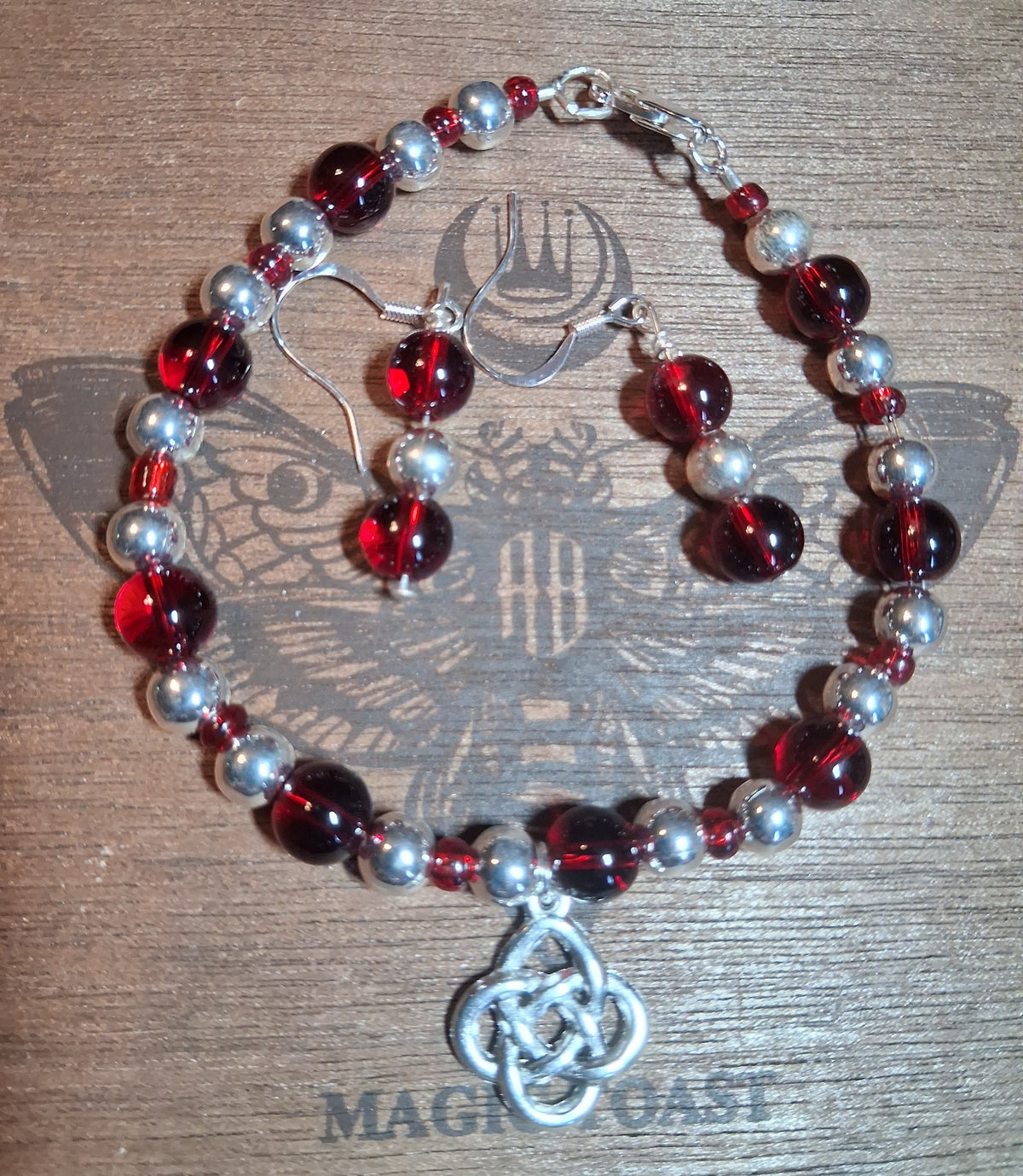 Genuine Garnet Bracelet and Earring Set