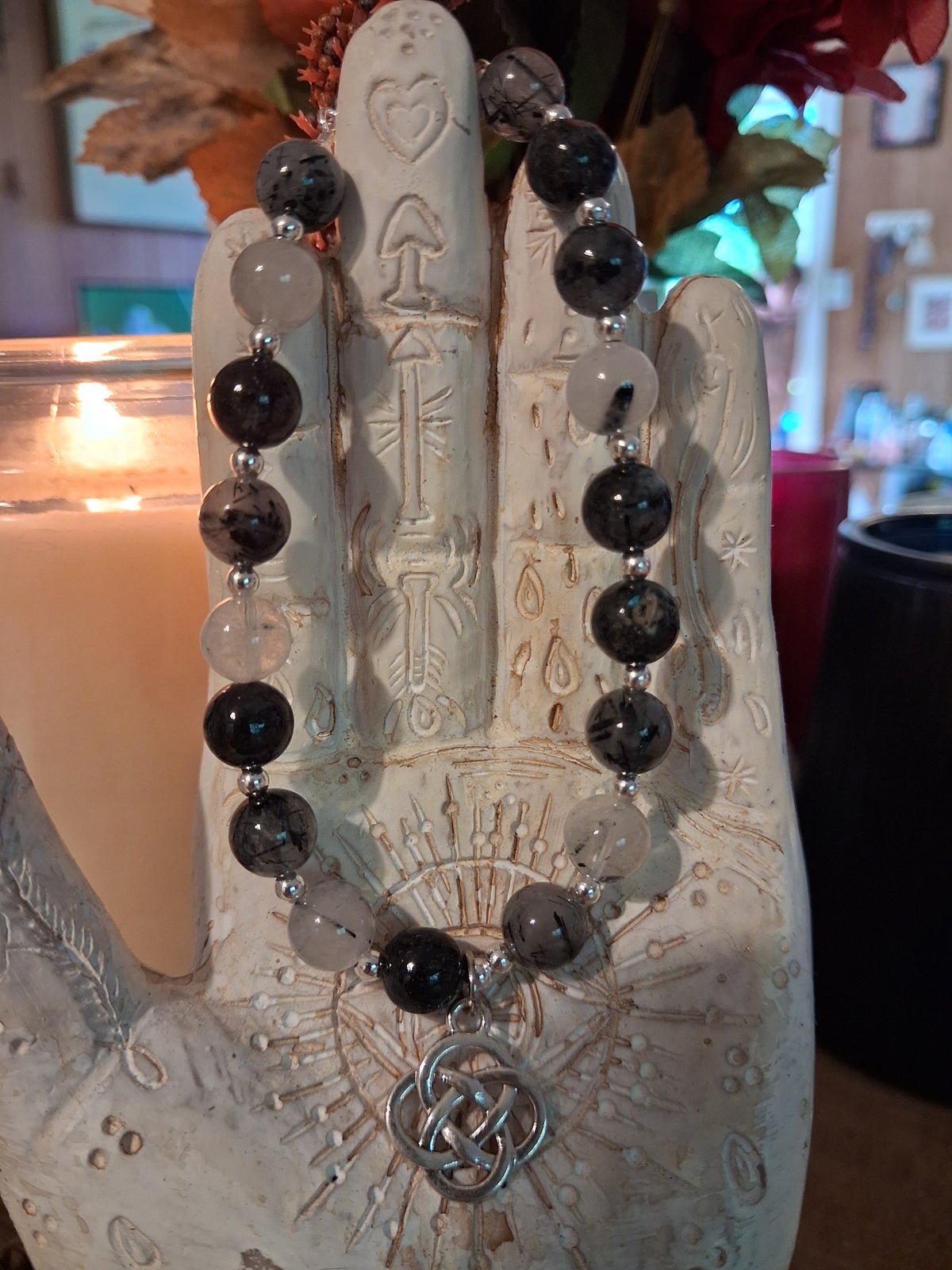 Quartz w/Tourmaline Inclusions Bracelet.